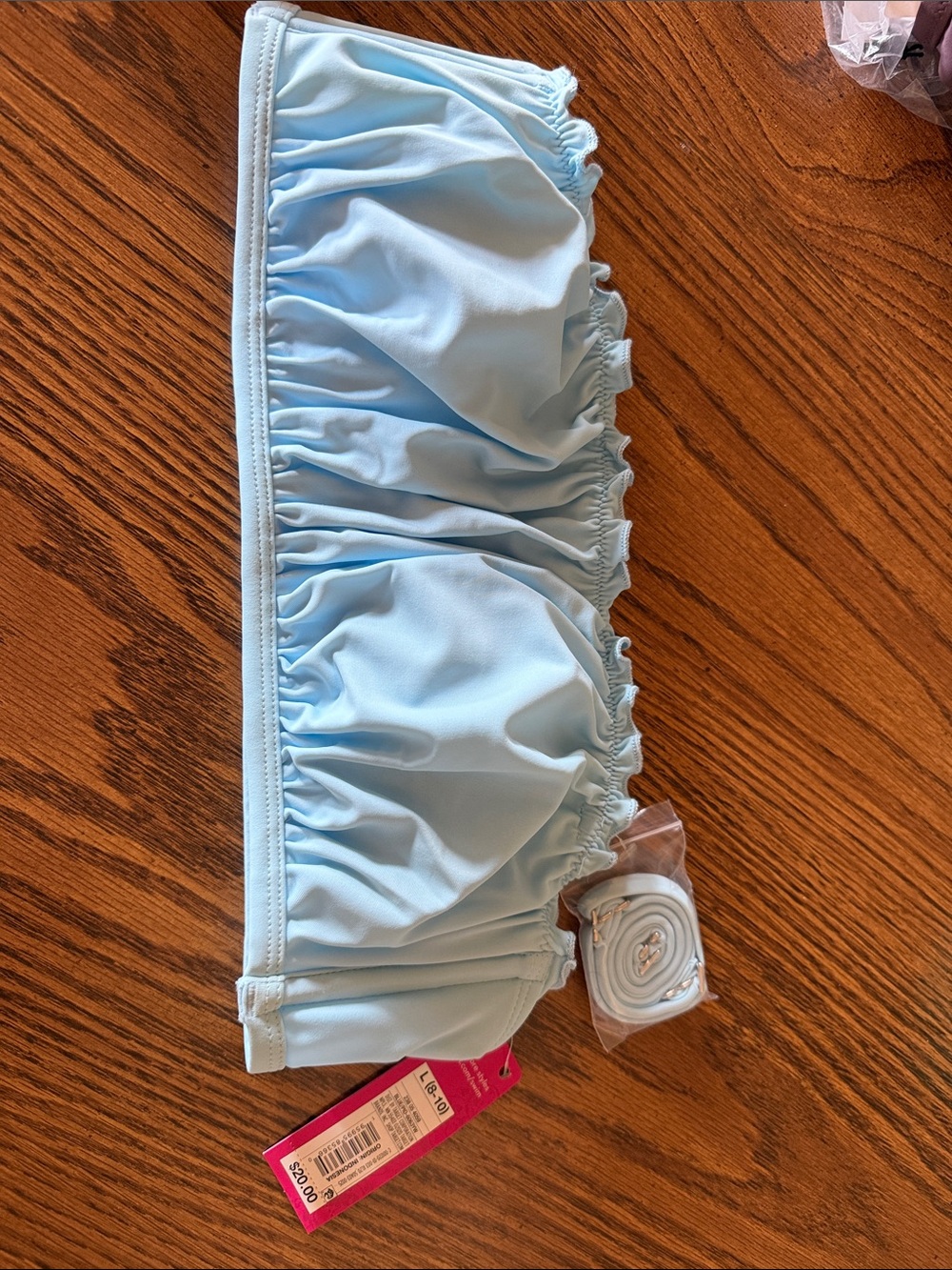 Xhilaration Light Blue Ruffle Bandeau Bikini Top